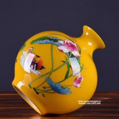 BÌNH HÚT TÀI LỘC SEN VỊT MEN VÀNG